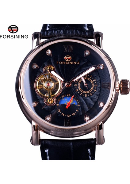 Beyaz Altın Forsining Moda Lüks Aydınlık Eller Gül Altın Erkek Saatler Üst Marka Tourbillion Elmas Ekran Otomatik Mekanik Saat (Yurt Dışından) fiyatları