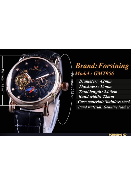 Beyaz Altın Forsining Moda Lüks Aydınlık Eller Gül Altın Erkek Saatler Üst Marka Tourbillion Elmas Ekran Otomatik Mekanik Saat (Yurt Dışından) fırsatları