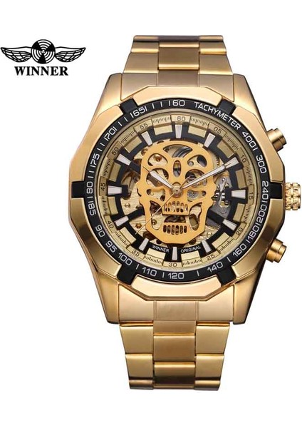 Altın Siyah Moda Erkek Çelik Kemer Analog Spor Mekanik Kol Saati Üst Marka Lüks Spor Kol Saati Erkek Saatler Relogio Masculino (Yurt Dışından) indirimleri
