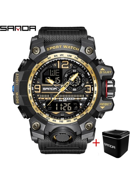 Kara Kutu Sanda Saatler Erkekler Için 50 M Su Geçirmez Saat Alarmı Reloj Hombre Çift Ekran Kol Saati Kuvars Askeri Izle Spor Yeni Erkek Izle (Yurt Dışından)