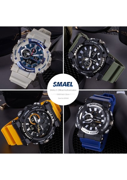 Orange-Box Smael Askeri Spor Dijital Izle Erkekler Için LED Ekran Chronograph Kuvars Saatler Çok Fonksiyonlu Çalar Saat Kol Saati 8048 (Yurt Dışından) fırsatları