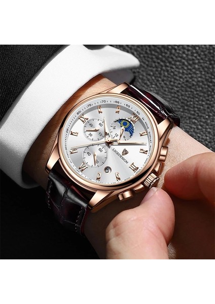 Gül Altın Siyah Lıge Moda Tarihi Kuvars Erkek Saatler Üst Marka Lüks Erkek Saat Chronograph Spor Erkek Büyük Kol Saati Relogio Masculino (Yurt Dışından)