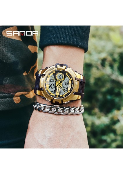 Siyah Sanda Yeni Erkekler Kuvars Dijital Saat Erkek Spor Saatler Elektronik Askeri Kol Saati Erkek Su Geçirmez Saat Relogios Masculino (Yurt Dışından)