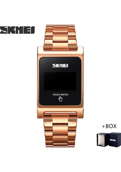 Gül Altın Kutu Skmeı Marka Moda Dokunmatik Ekran Dijital Saat Erkekler Su Geçirmez LED Işık Tarih Erkekler Kol Saatleri Elektronik Saat Hediye Reloj 1869 (Yurt Dışından)