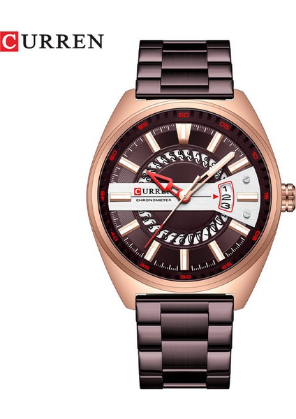 Kahve Curren 8403 Erkekler Için Rahat Spor Saatler Üst Marka Lüks Askeri Deri Kol Saati Adam Saat Moda Chronograph Kol Saati (Yurt Dışından)