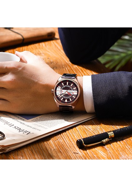 Kahve Curren 8403 Erkekler Için Rahat Spor Saatler Üst Marka Lüks Askeri Deri Kol Saati Adam Saat Moda Chronograph Kol Saati (Yurt Dışından)