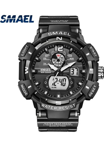 Beyaz Smael Lüks Marka Erkek Saati Açık Spor Su Geçirmez Saatler Çift Ekran Kuvars Askeri Dijital Saat Relogio Masculino (Yurt Dışından) fırsatları