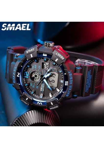 Beyaz Smael Lüks Marka Erkek Saati Açık Spor Su Geçirmez Saatler Çift Ekran Kuvars Askeri Dijital Saat Relogio Masculino (Yurt Dışından) indirimleri