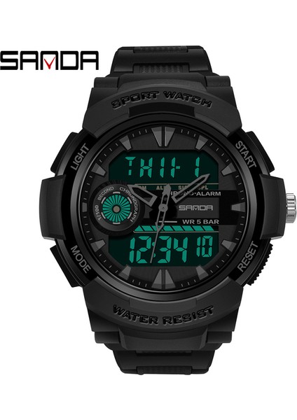 Siyah Sanda Spor Dijital Saat Erkekler Yüzme 50 M Su Geçirmez Çok Fonksiyonlu Askeri LED Elektronik Erkek Kol Saati Relogio Masculino (Yurt Dışından)