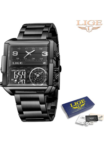 Siyah Lıge Üst Marka Lüks Izle Moda Rahat Askeri Kuvars Spor Kol Saati Tam Çelik Su Geçirmez Erkek Saat Relogio Masculino (Yurt Dışından)