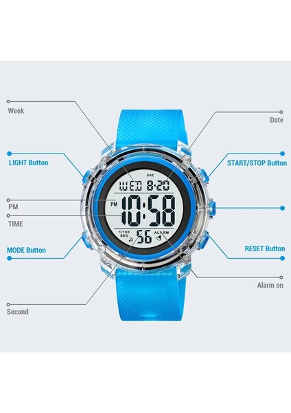 Beyaz Skmeı Marka Saatler Kadın Erkek Elektronik Hareketi LED Işık Dijital Saat Lüks Açık Saat Kronometre Geri Sayım Kol Saati (Yurt Dışından) modelleri