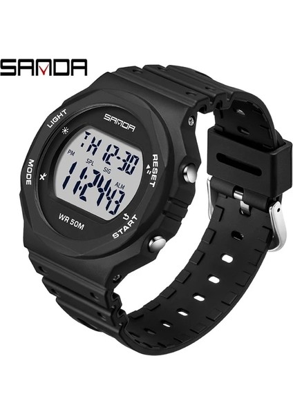 Siyah Beyaz Sanda Izle Moda Spor Kadın Saatler Siyah 50 M Su Geçirmez Kız Için Dijital Saat Rahat Kol Saati Relogio Feminino (Yurt Dışından)