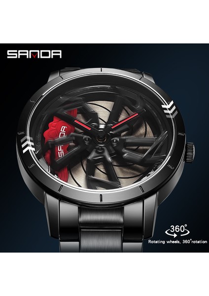 Deri Mavi Relogio Masculino Moda Lüks Kuvars Izle Erkekler Için 360 Dönen Araba Tekerleği Kadran Saatler Spor Saatler Örgü Kemer Bilek Izle (Yurt Dışından) fiyatları