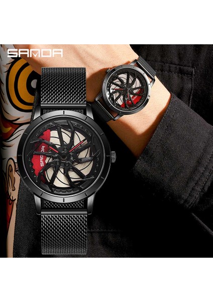 Deri Mavi Relogio Masculino Moda Lüks Kuvars Izle Erkekler Için 360 Dönen Araba Tekerleği Kadran Saatler Spor Saatler Örgü Kemer Bilek Izle (Yurt Dışından) fırsatları