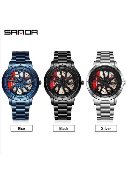 Deri Mavi Relogio Masculino Moda Lüks Kuvars Izle Erkekler Için 360 Dönen Araba Tekerleği Kadran Saatler Spor Saatler Örgü Kemer Bilek Izle (Yurt Dışından) indirimleri