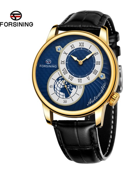 Siyah Forsining Erkek Saatleri Çift Arama Otomatik Mekanik Kol Saatleri Moda Su Geçirmez Spor Adam Relogio Masculi Izle Saat (Yurt Dışından) fırsatları
