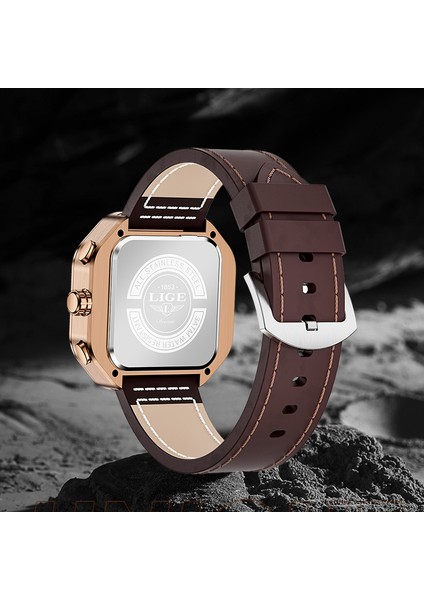 Gümüş Siyah Lıge Moda Kuvars Kol Saatleri Otomatik Tarih Deri Kordonlu Saat Su Geçirmez Kare Iş Izle Erkekler Için Relojes Para Hombre (Yurt Dışından) modelleri