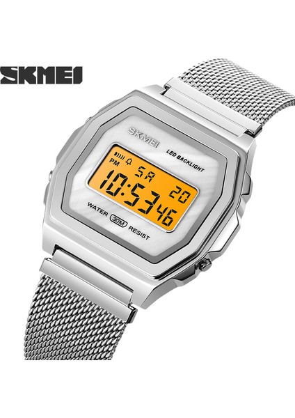 Gümüş Beyaz Siyah Erkekler Dijital Saat LED Ekran Su Geçirmez Erkek Kol Saatleri Kronograf Takvim Alarm Spor Saatler Relogio Masculino Skmeı 1806 (Yurt Dışından) modelleri