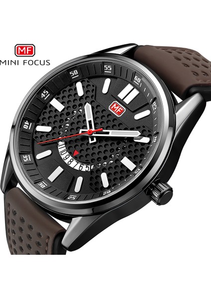 Kahve Mını Focus Iş Kuvars Saatler Erkek Takvim Minimalist Kadran Kahverengi Deri Kayış Erkek Izle Aydınlık Eller Relogio Masculino (Yurt Dışından)