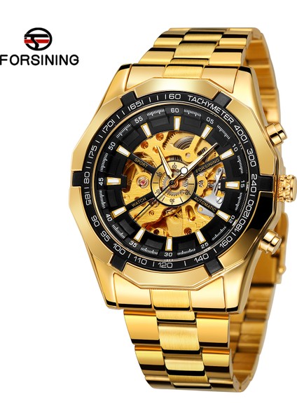 010 Forsınng Altın Mekanik Saat Delikli Tırnak Ölçeği Çelik Bant Saat Siyah Saat Çok Renkli Saat Isteğe Bağlı (Yurt Dışından) fiyatları