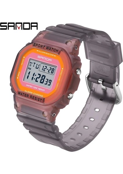 Şeffaf Siyah 5 Sanda Moda Kadın Dijital Saat Lüks Marka Öğrenci Spor Saatleri Unisex LED Elektronik Kol Saati Kız Saat Montre Homme (Yurt Dışından)