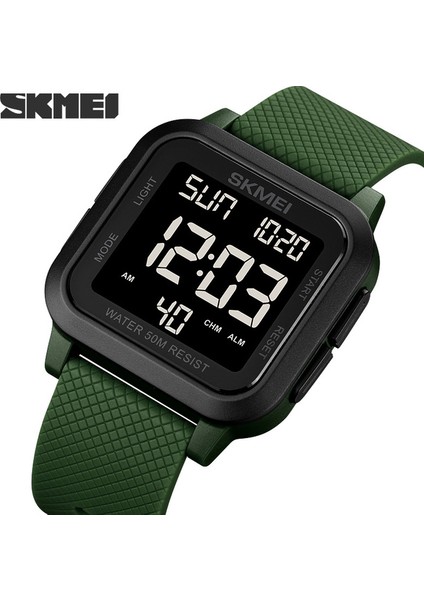 Siyah Yeşil Açık Spor Izle Erkekler Çok Fonksiyonlu Chrono 5bar Su Geçirmez Çalar Saat Dijital Kol Saatleri Reloj Hombre Skmeı Montre Homme (Yurt Dışından)