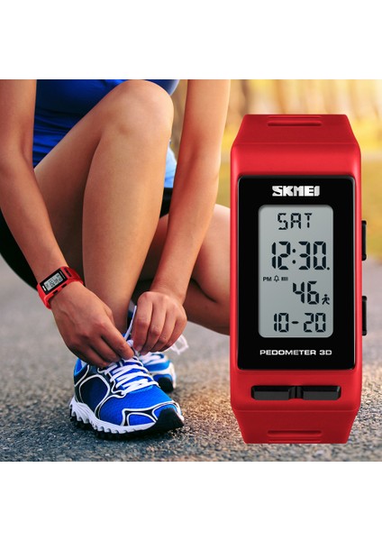 Siyah Skmeı Lüks Dijital Saat Erkek Kadın Pedometre Kalori Spor Saatler Su Geçirmez LED Elektronik Kol Saati Saat Erkek (Yurt Dışından) fırsatları