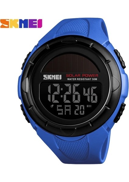 Mavi Skmeı LED Ekran Dijital Saatler Erkekler Için Lüks Çok Fonksiyonlu Su Geçirmez Elektronik Kol Saati Askeri Pu Kayış Dijital Saat (Yurt Dışından)