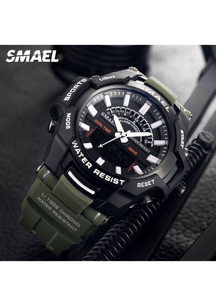 Green-Box Smael Askeri Spor Kuvars Saatler Erkekler Için Suya Dayanıklı Kronograf Izle LED Dijital Ekran Kol Saati Tarih Günü 8028 (Yurt Dışından) modelleri
