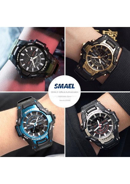 Green-Box Smael Askeri Spor Kuvars Saatler Erkekler Için Suya Dayanıklı Kronograf Izle LED Dijital Ekran Kol Saati Tarih Günü 8028 (Yurt Dışından) fırsatları