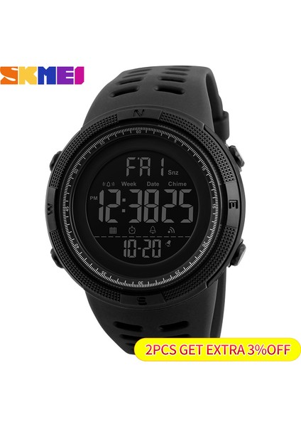Siyah Mavi Skmeı Moda Açık Spor Izle Erkekler Çok Fonksiyonlu Saatler Çalar Saat Chrono 5bar Su Geçirmez Dijital Saat Reloj Hombre 1251 (Yurt Dışından)