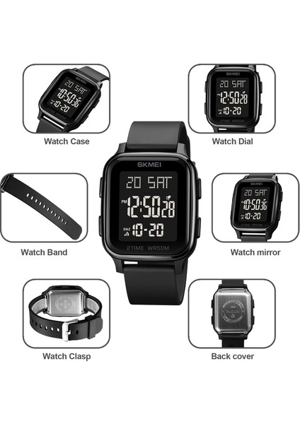 Kutu ile Kırmızı Skmeı Moda LED Işık Dijital Saat Erkek 5bar Su Geçirmez Takvim Geri Sayım Elektronik Kol Saatleri Saat Reloj Hombre 1858 (Yurt Dışından) fırsatları