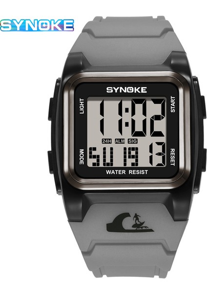 Gri Izle Spora Dayanıklı Dijital Saatler 50M Su Geçirmez Alarm Izle Dikdörtgen Kadran Tarih LED Sert Yapı Bilek Saati Reloj Hombre + Kutu (Yurt Dışından)