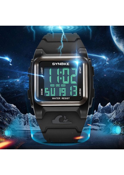 Gri Izle Spora Dayanıklı Dijital Saatler 50M Su Geçirmez Alarm Izle Dikdörtgen Kadran Tarih LED Sert Yapı Bilek Saati Reloj Hombre + Kutu (Yurt Dışından)