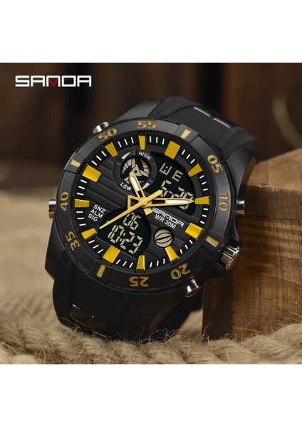 Siyah-Turuncu Sanda Erkekler Izle Dijital Su Geçirmez Spor Saatler Orijinal Takvim Erkek Kol Saatleri Moda Elektronik Bilek Kronometre Saat (Yurt Dışından)