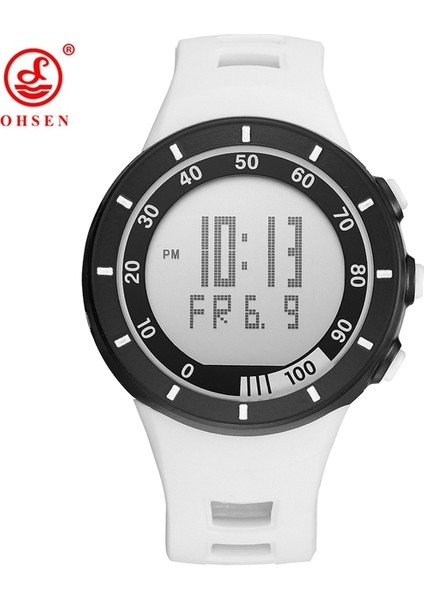 Beyaz Saat Ohsen Marka LCD Dijital Saat Erkek Kadın Açık Spor Saatler 50 M Su Geçirmez Moda Sarı Lastik Bant Kol Saati Saatler Hediyeler (Yurt Dışından)
