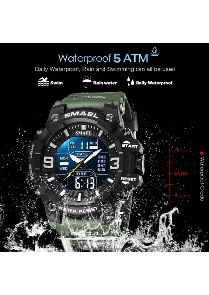 Black-Box Smael Erkekler Için Dijital Saat Kronograf Kuvars Kol Saati Elektronik LED Ekran Kauçuk Kayış Saatler Otomatik Tarih Gün Alarmı (Yurt Dışından) modelleri
