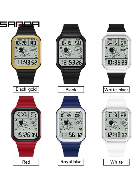 Siyah Sanda Marka Spor Dijital Saat Moda LED Erkek Saatler Chrono Elektronik Kol Saati Su Geçirmez Geri Sayım Saati Reloj Hombre (Yurt Dışından)
