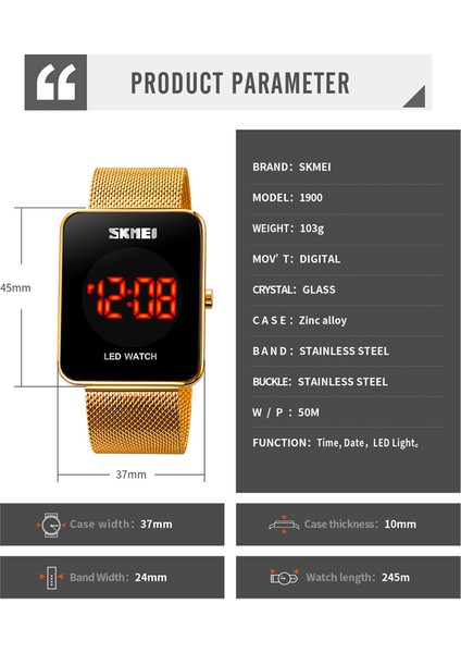 Siyah Skmeı Üst Marka Lüks Erkek Izle Paslanmaz Çelik Kayış Spor Saatler Erkek LED Haneli Kol Saatleri Su Geçirmez Saat Reloj Hombre (Yurt Dışından)