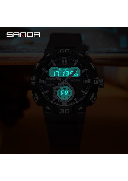 Siyah Sanda Moda Trendi Erkek Saatler Izle Aydınlık Hd LED Çift Ekran Elektronik Saat 50 M Su Geçirmez Çok Fonksiyonlu Erkek Saat (Yurt Dışından) modelleri