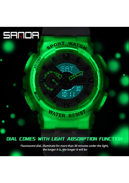 Yeşil Sanda Yeni 3029 Izle Aydınlık Moda Kişilik Elektronik Saat Floresan Izle Kabuk Adam Izle (Yurt Dışından)