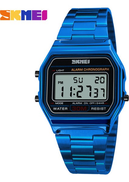 Mavi Yeni Iş Adamları Retro Izle Su Geçirmez Elektronik Saat Moda Kişiliğin Saati Ince Şerit Relogio Masculino Dijital Skmeı (Yurt Dışından)