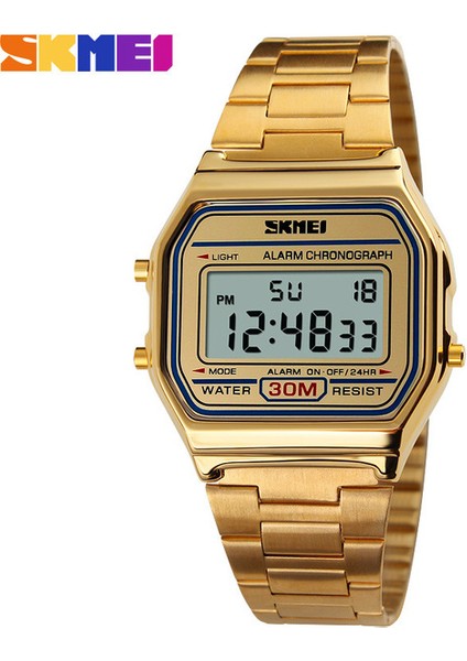 Altın Yeni Iş Erkekler Retro Izle Su Geçirmez Elektronik Saat Moda Kişiliğin Saati Ince Şerit Relogio Masculino Dijital Skmeı (Yurt Dışından)