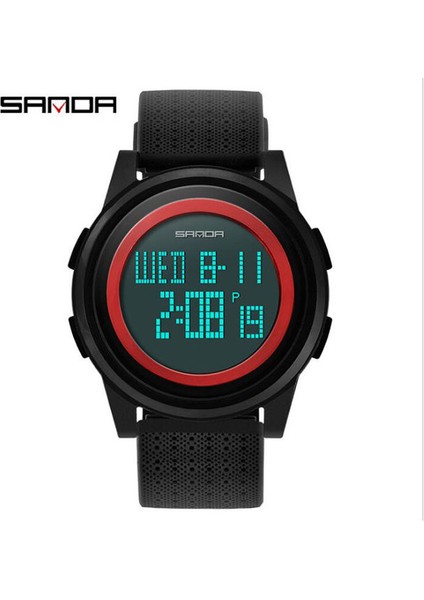 Siyah Kırmızı Sanda Marka Lüks 9mm Süper Ince Spor Izle Erkekler Elektronik LED Dijital Bilek Saatler Erkekler Için Erkek Saat Relogio Masculino (Yurt Dışından)