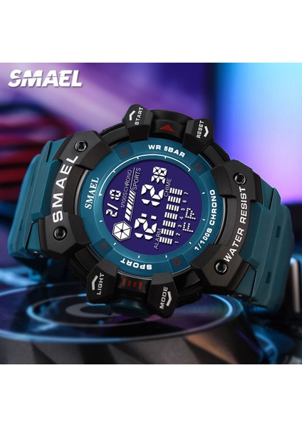 Siyah Mavi Kutu Smael Erkekler Için Askeri Spor Saat LED Ekran Otomatik Tarih Haftası Çalar Saat ile Dijital Kol Saati Часы Мужские Saatler Koyu Yeşil (Yurt Dışından) indirimleri