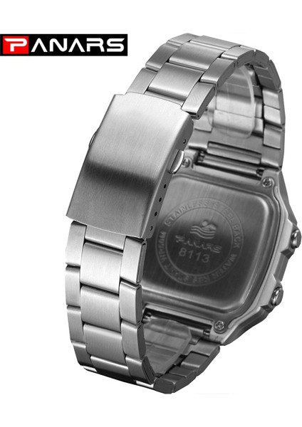 Erkekler Gümüş Panars Reloj Deportivo Dijital Erkek Saatleri 50 M Su Geçirmez Spor Saat Paslanmaz Çelik Kol Saatleri Relojes Deportivos Zegarek (Yurt Dışından) modelleri