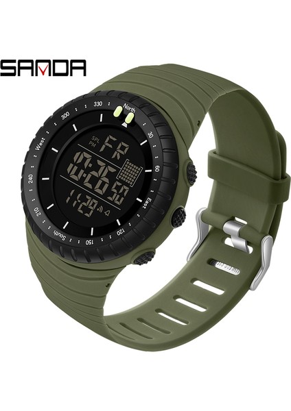 Armygreen Sanda Lüks Büyük Kadran Açık Eğlence Spor Elektronik Saat LED Işıklı Su Geçirmez Erkek Saat Silikon Kayış Reloj De Hombre (Yurt Dışından)