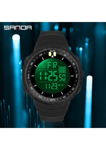 Armygreen Sanda Lüks Büyük Kadran Açık Eğlence Spor Elektronik Saat LED Işıklı Su Geçirmez Erkek Saat Silikon Kayış Reloj De Hombre (Yurt Dışından)