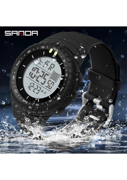 Armygreen Sanda Lüks Büyük Kadran Açık Eğlence Spor Elektronik Saat LED Işıklı Su Geçirmez Erkek Saat Silikon Kayış Reloj De Hombre (Yurt Dışından)