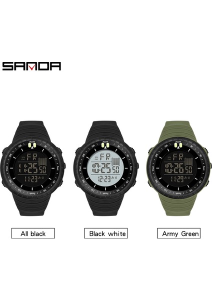 Armygreen Sanda Lüks Büyük Kadran Açık Eğlence Spor Elektronik Saat LED Işıklı Su Geçirmez Erkek Saat Silikon Kayış Reloj De Hombre (Yurt Dışından)
